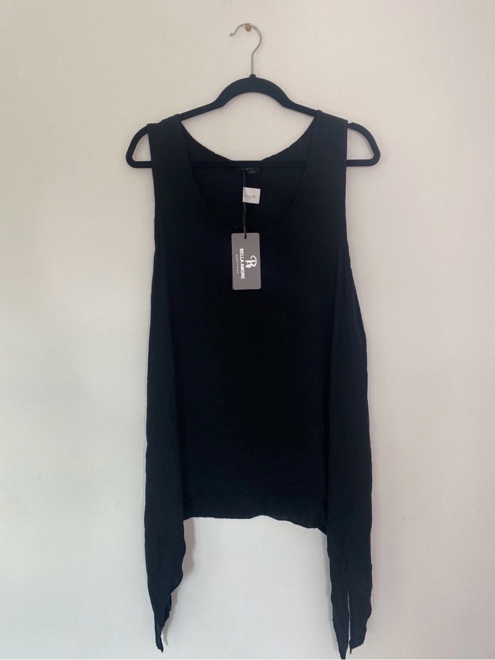Bella Amore Black Draped Sleeveless Tank Top